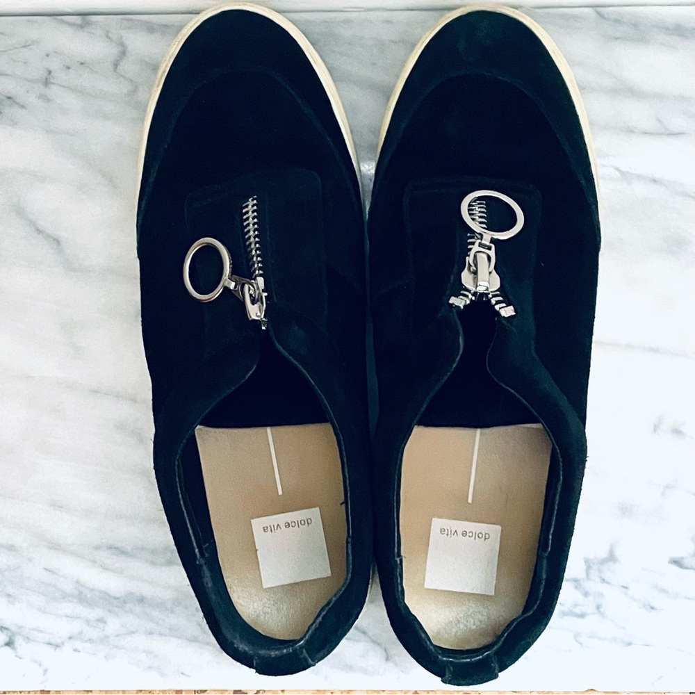 Dolce Vita Black Suede Zip Sneakers 9